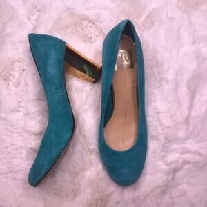 Dolce Vita Green Suede Gold Block Heels Size 8